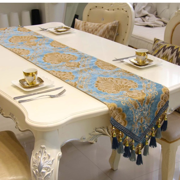 Table Runner Accents Embroidery Luxury Fancy Table Runner Jacquard